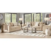 Melbourne Beige 7 Pc Living Room with Gel Foam Sleeper Sofa