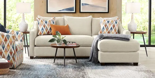 Soho Place Beige 6 Pc Living Room with Sleeper Chaise Sofa