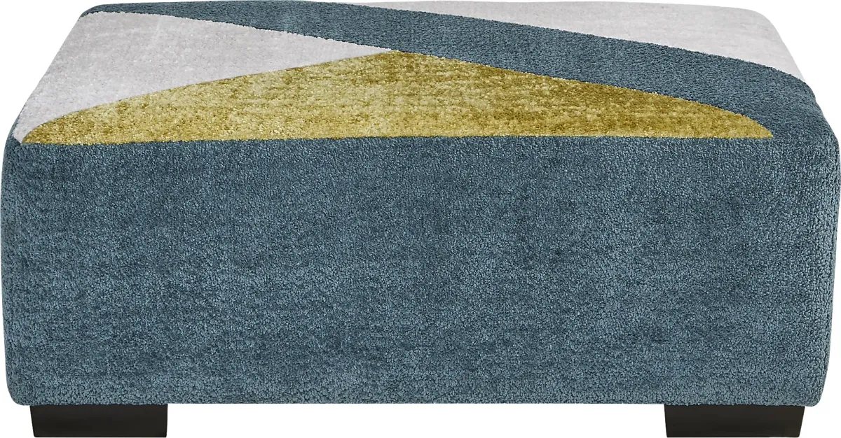Perry Teal Pattern Cocktail Ottoman
