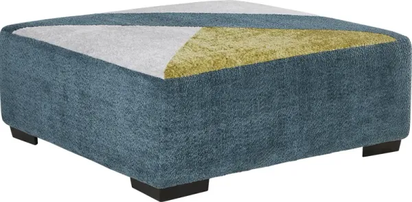 Perry Teal Pattern Cocktail Ottoman