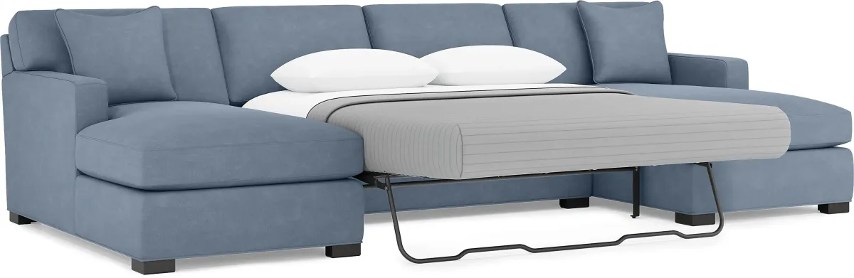 Harmonie Blue 3 Pc Sleeper Sectional
