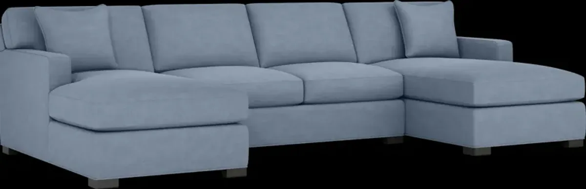 Harmonie Blue 3 Pc Sleeper Sectional