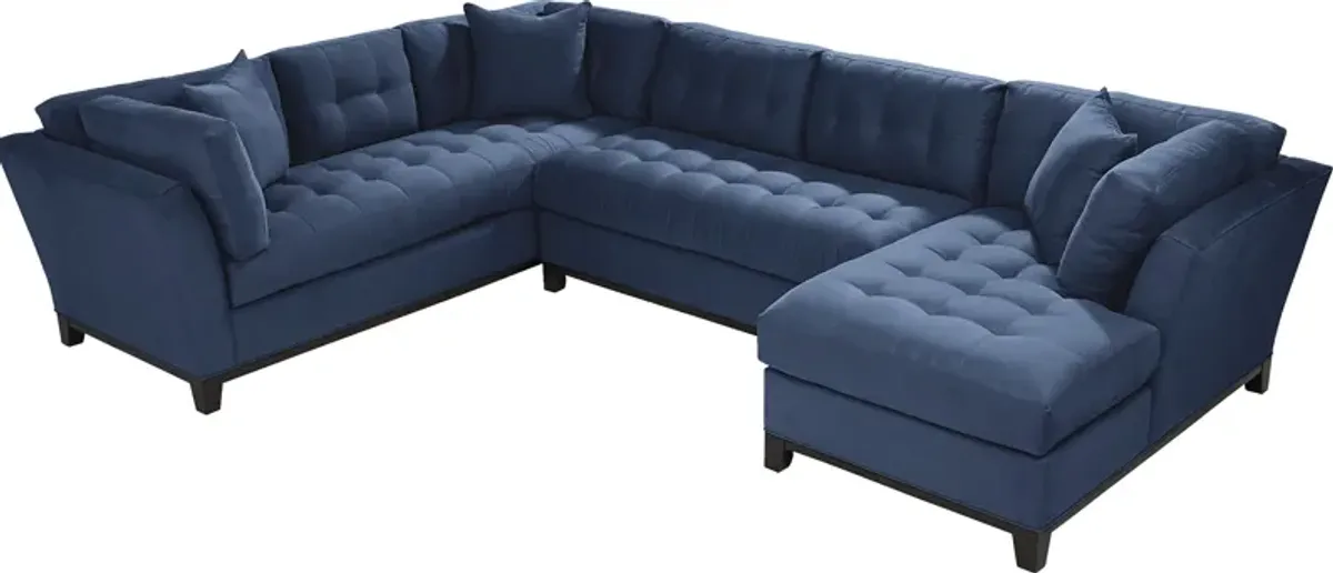 Metro Midnight Microfiber 3 Pc Sectional