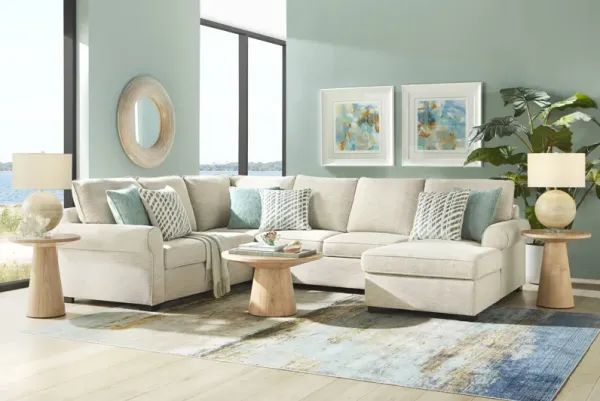 Rivera Cream 3 Pc Sleeper Sectional