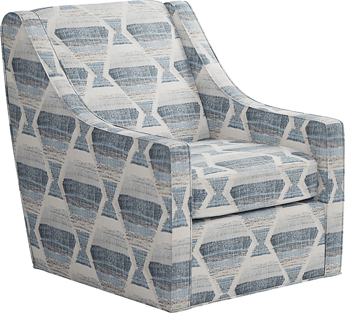 Cindy Crawford Home Bedford Park Blue Accent Swivel Chair