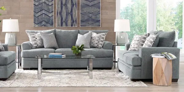 Cooper Blue 7Pc Living Room with Sleeper Sofa