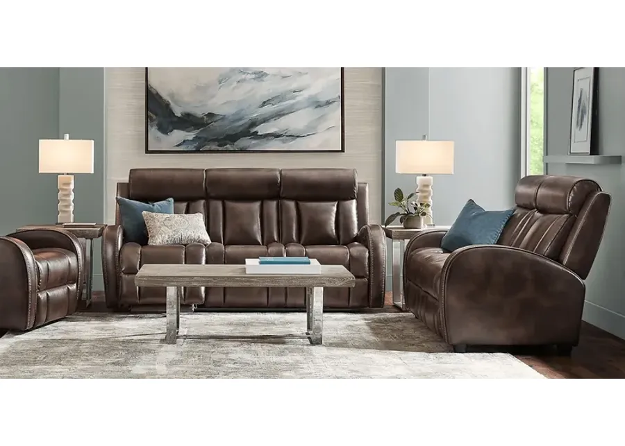 Copperfield Brown 5 Pc Living Room with Dual Power Reclining Sofa