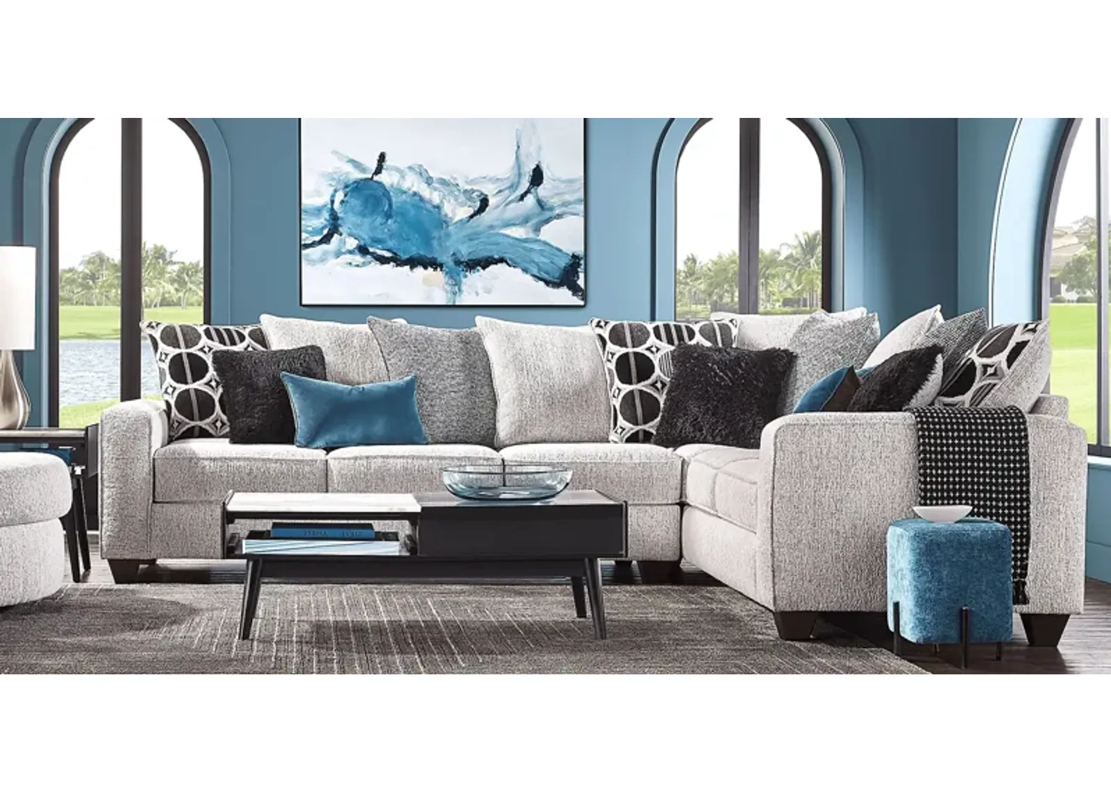 Benton Place Gray 5 Pc Sectional Living Room