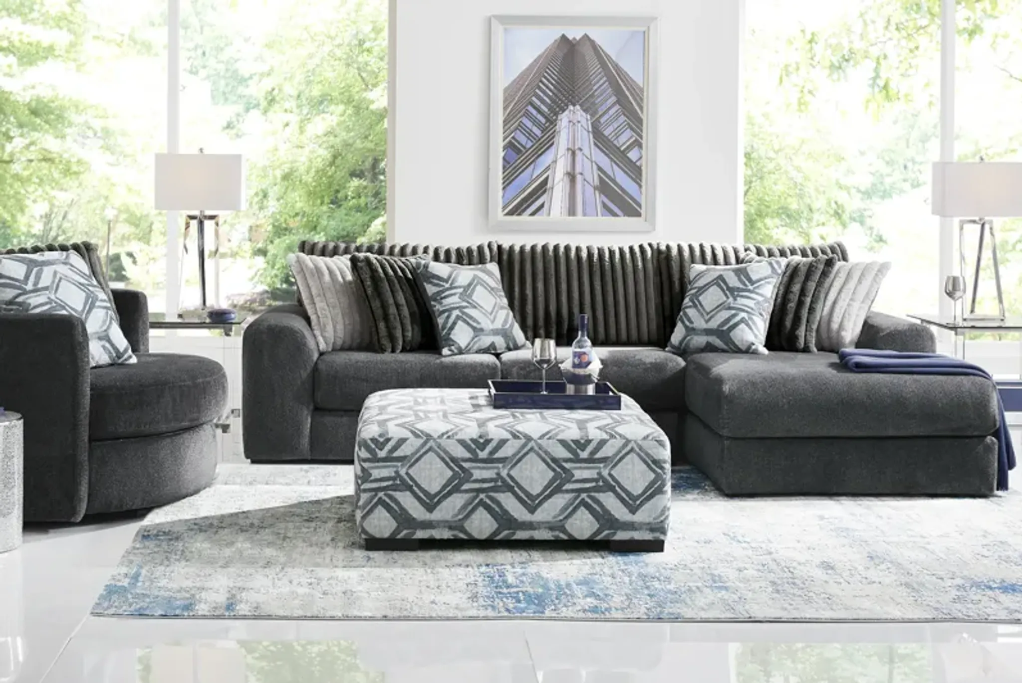 Moreau Street Black 6 Pc Sectional Living Room | Furniture.com