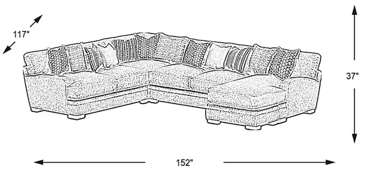 Palm Springs Silver 3 Pc Sectional