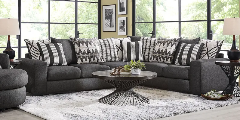 Highland Square Black 6 Pc Sectional Living Room