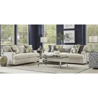Charlton Street Off-White 7 Pc Living Room with Gel Foam Sleeper Sofa