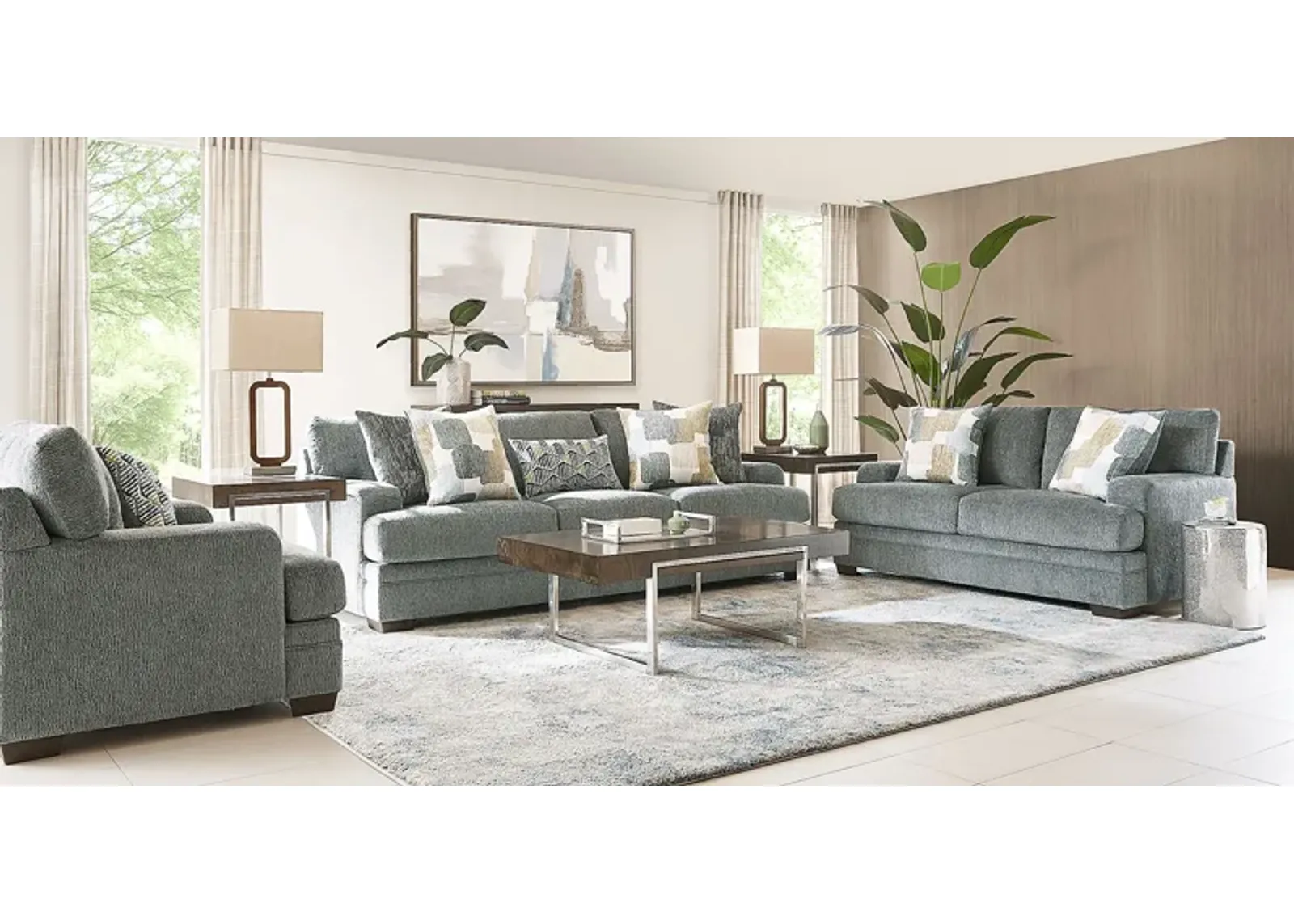 Charlton Street Slate 7 Pc Living Room with Sleeper Sofa