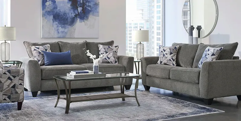 Sandia Heights Gray 7 Pc Living Room with Gel Foam Sleeper Sofa