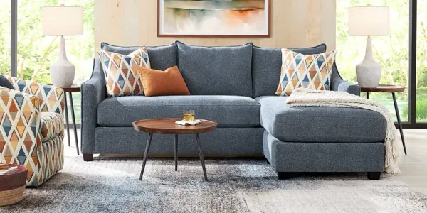 Soho Place Navy 6 Pc Living Room with Gel Foam Sleeper Chaise Sofa