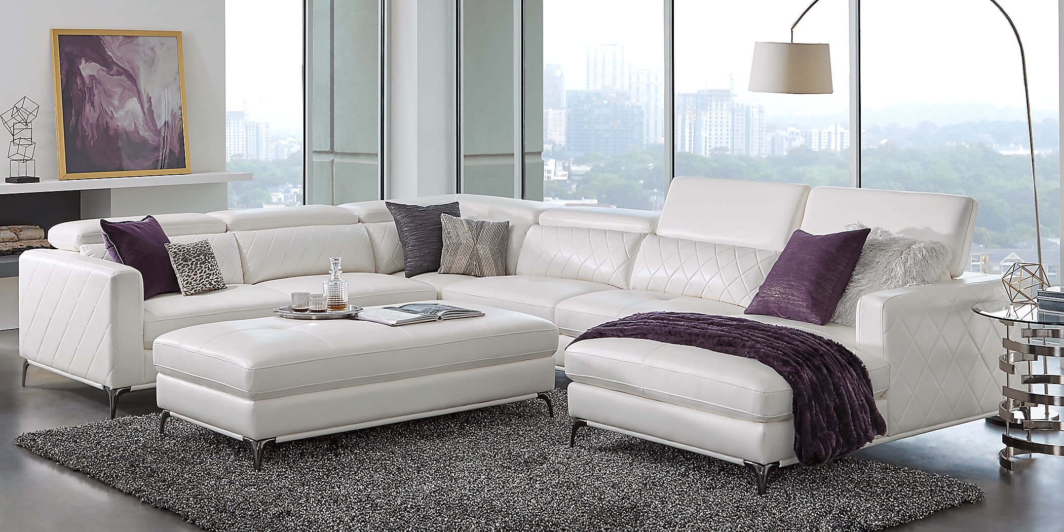 Via Sorrento White 5 Pc Sectional Living Room