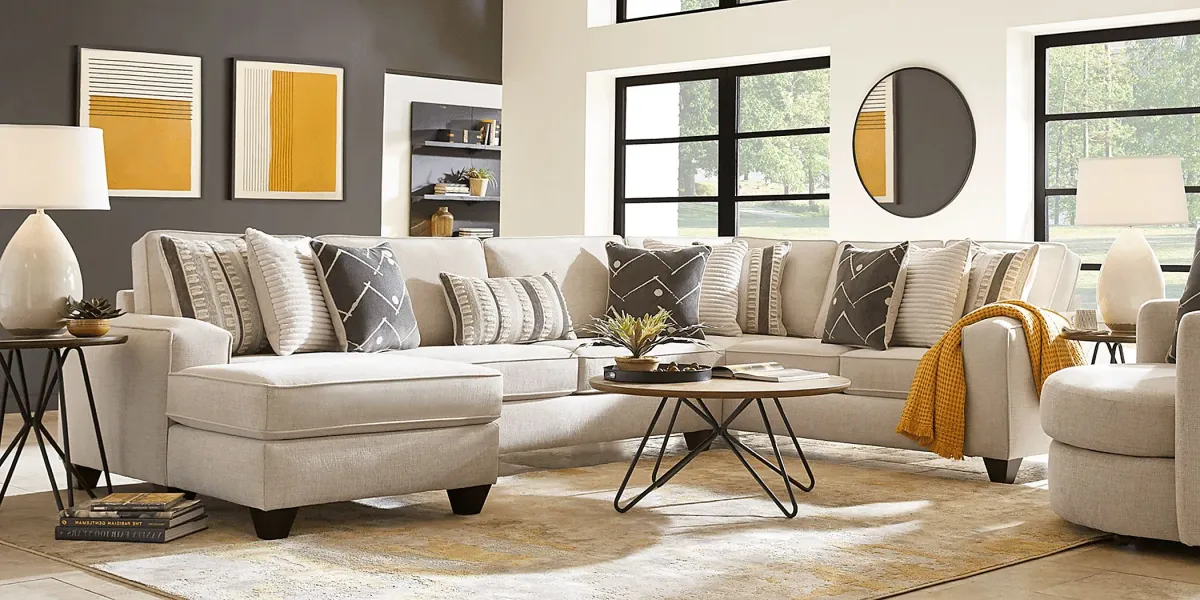 Aberlin Court Beige 3 Pc Sectional