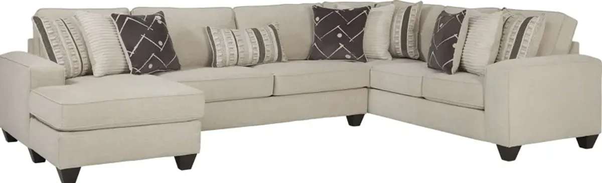 Aberlin Court Beige 3 Pc Sectional