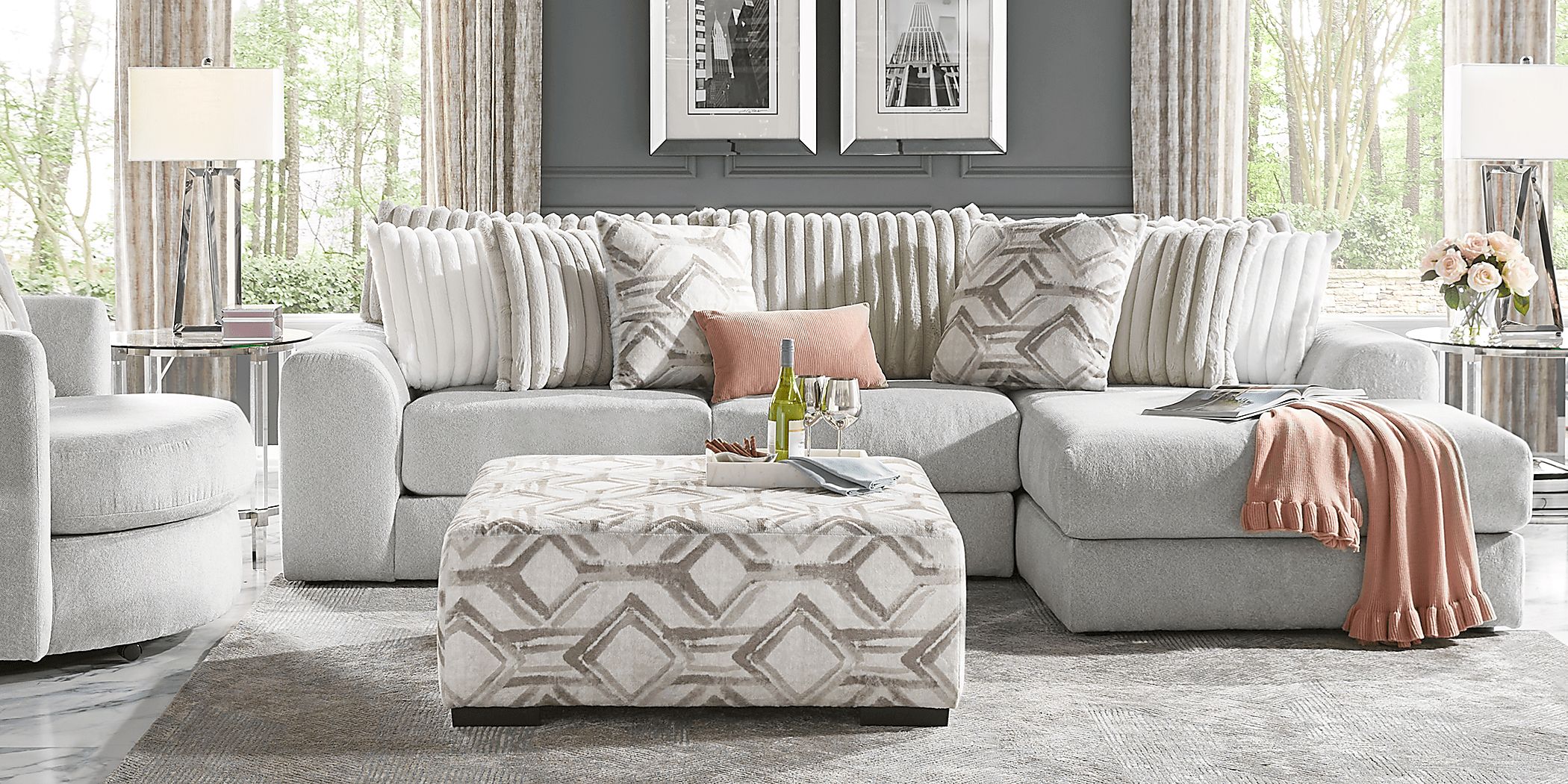 Moreau Street Gray 5 pc Sectional Living Room