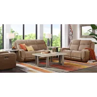 State Street Camel 2 Pc Living Room with Dual Power Reclining Sofa