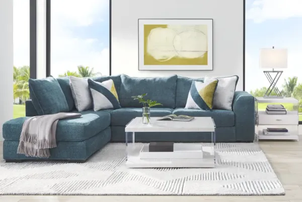 Perry Teal 5 Pc Sectional Living Room