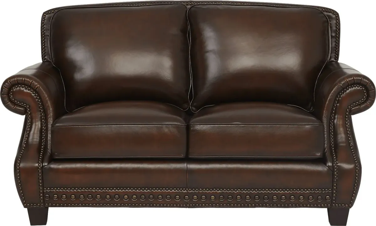 Calvano Brown Leather 2 Pc Living Room