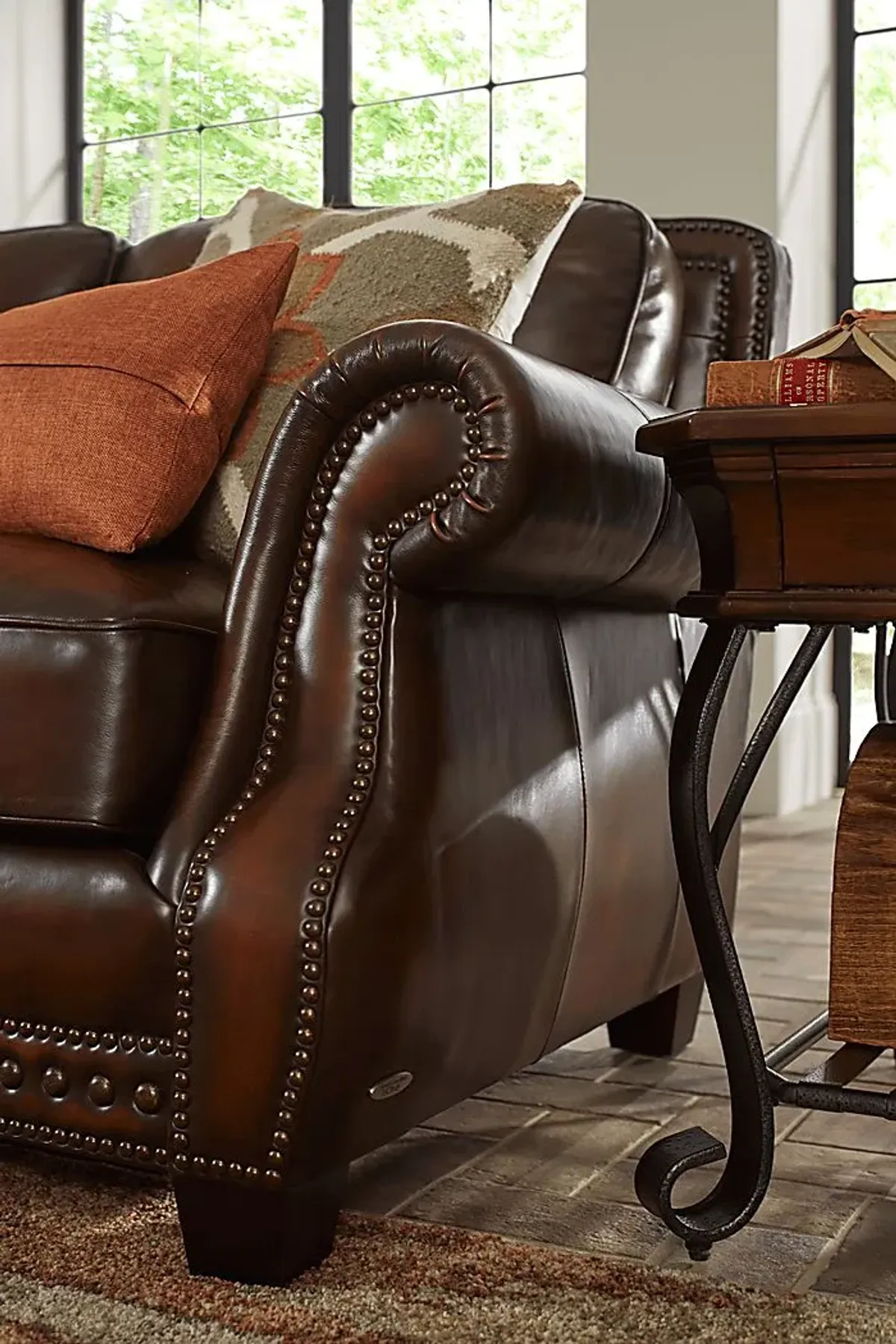 Calvano Brown Leather 2 Pc Living Room