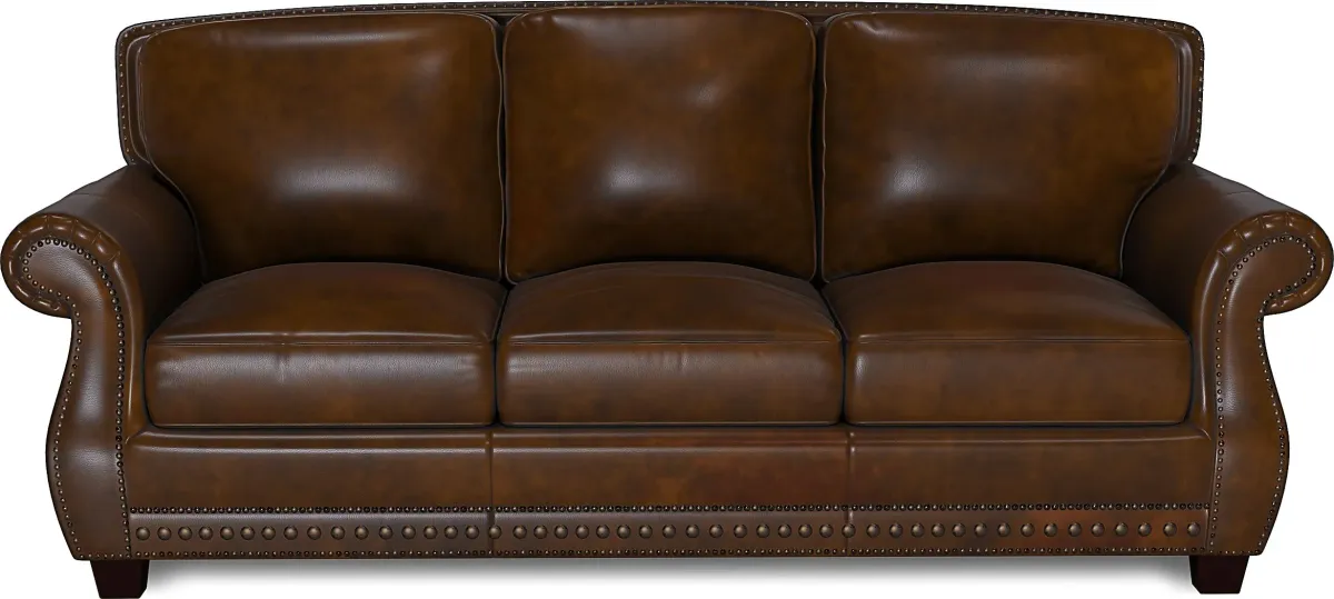 Calvano Brown Leather 2 Pc Living Room