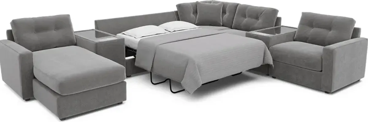 Gray 7 Pc ModularOne Sleeper with Media Consoles