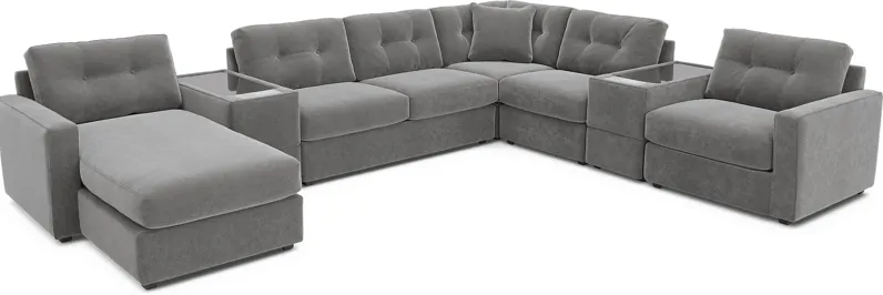 ModularOne Gray 7 Pc Sleeper Sectional with Media Consoles