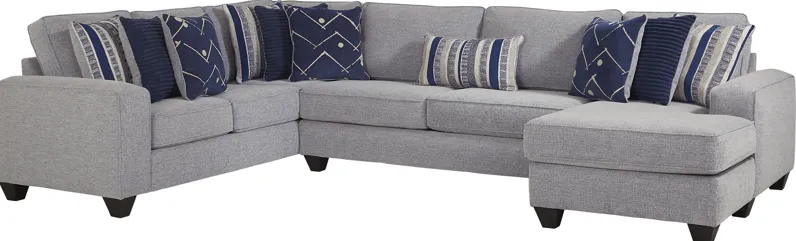 Aberlin Court Blue 3 Pc Sleeper Sectional