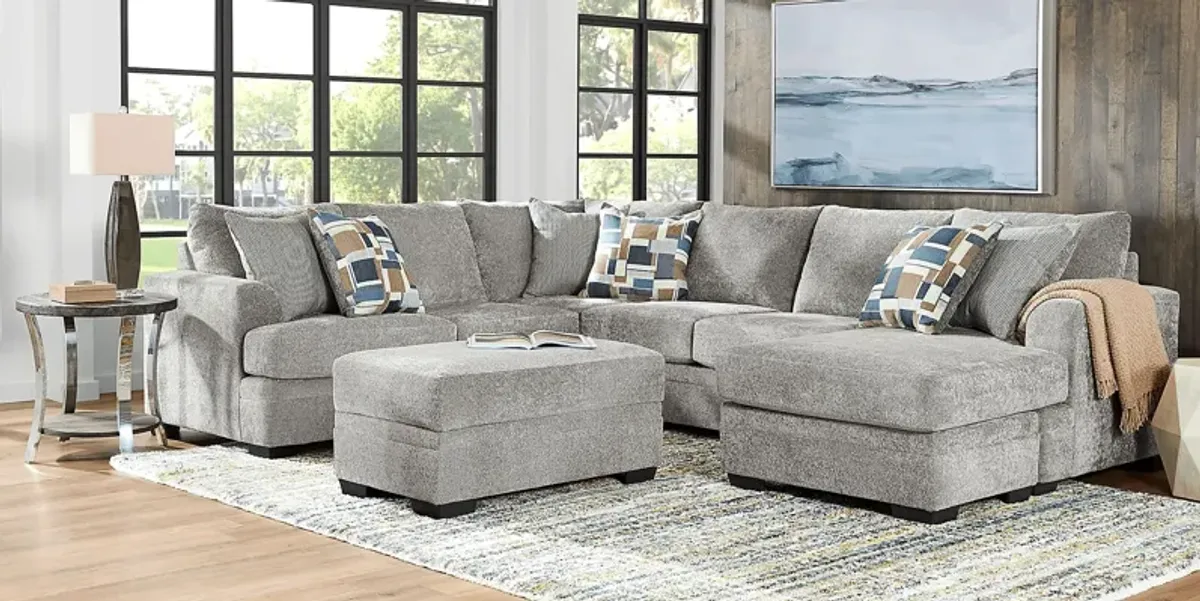 Copley Place Slate 3 Pc Gel Foam Sleeper Sectional Living Room