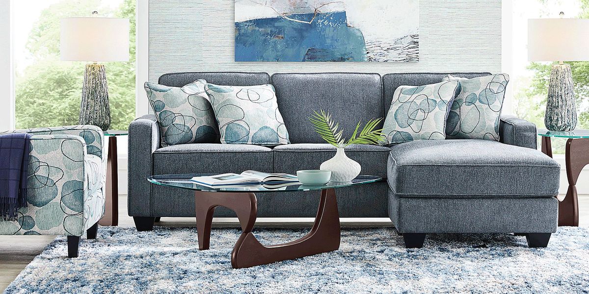 Alanis Bay Blue 4 Pc Sleeper Chaise Living Room Set