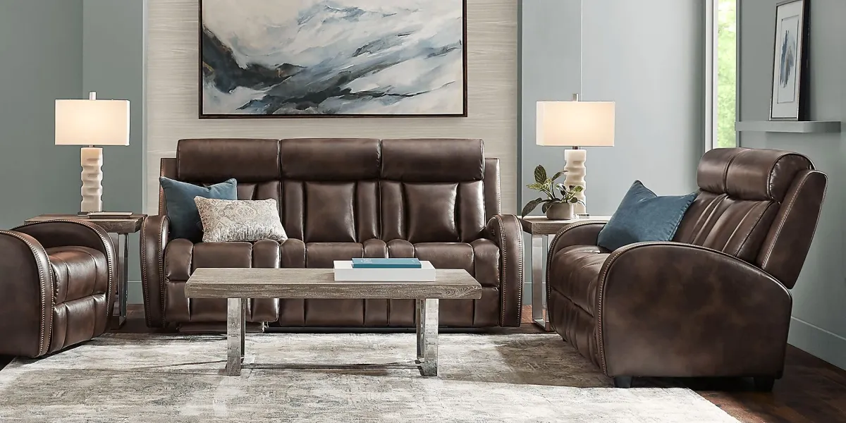 Copperfield Brown 3 Pc Living Room with Dual Power Reclining Sofa