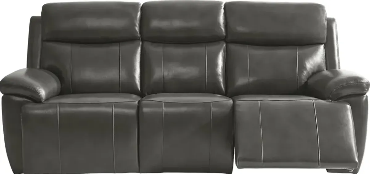 Barolo Dark Gray Leather 5 Pc Triple Power Reclining Living Room with Massage and Heat