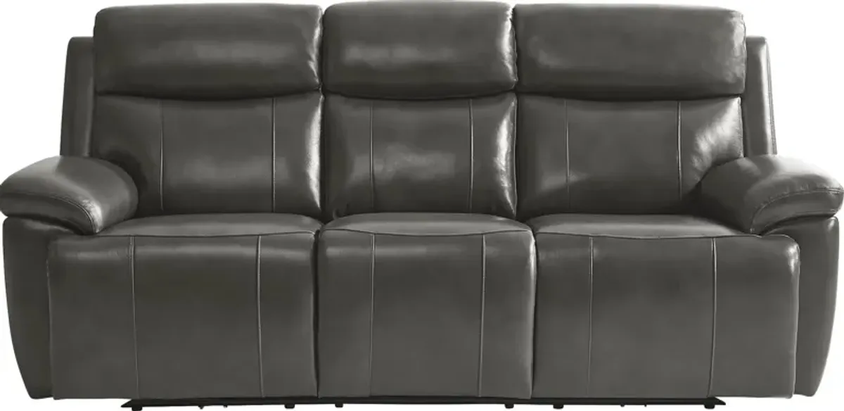 Barolo Dark Gray Leather 5 Pc Triple Power Reclining Living Room with Massage and Heat