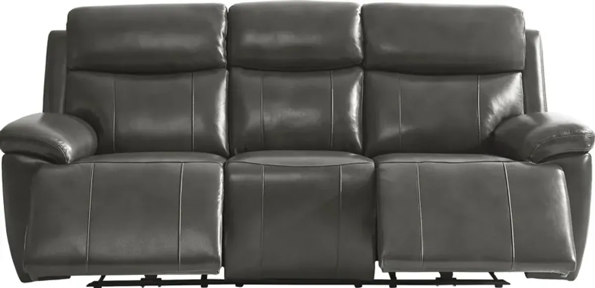 Barolo Dark Gray Leather 5 Pc Triple Power Reclining Living Room with Massage and Heat