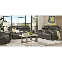 Barolo Dark Gray Leather 6 Pc Triple Power Reclining Living Room with Massage and Heat
