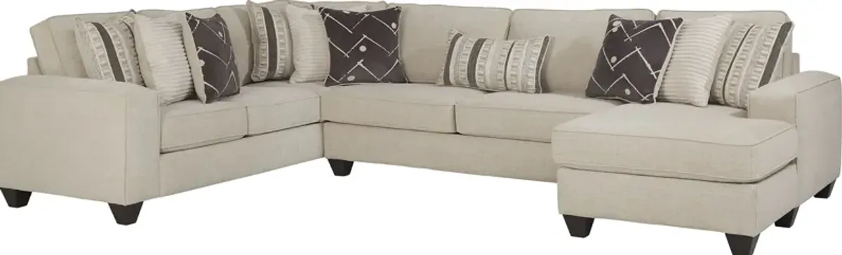 Aberlin Court Beige 3 Pc Sectional