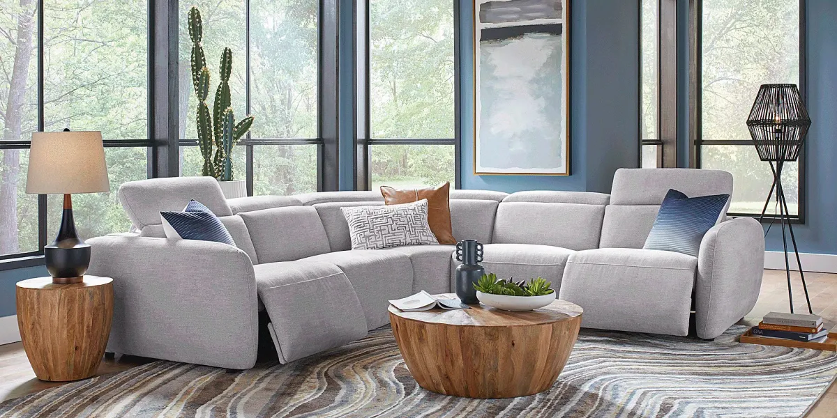 Westlake Light Gray 5 Pc Dual Power Reclining Sectional