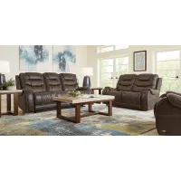 Headliner Brown Leather 2 Pc Living Room with Reclining Sofa