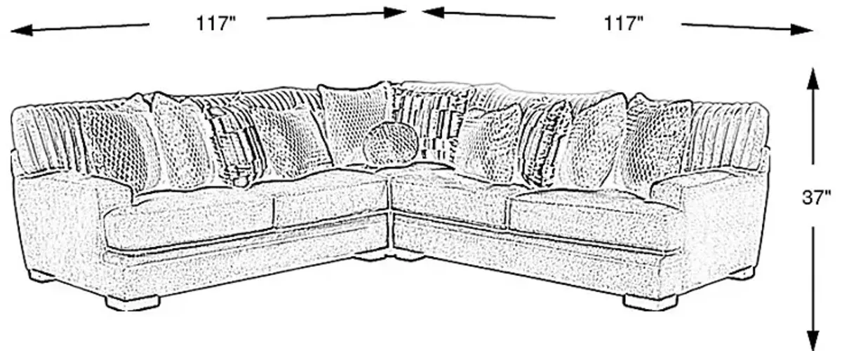 Hudson Street Beige 3 Pc Sectional