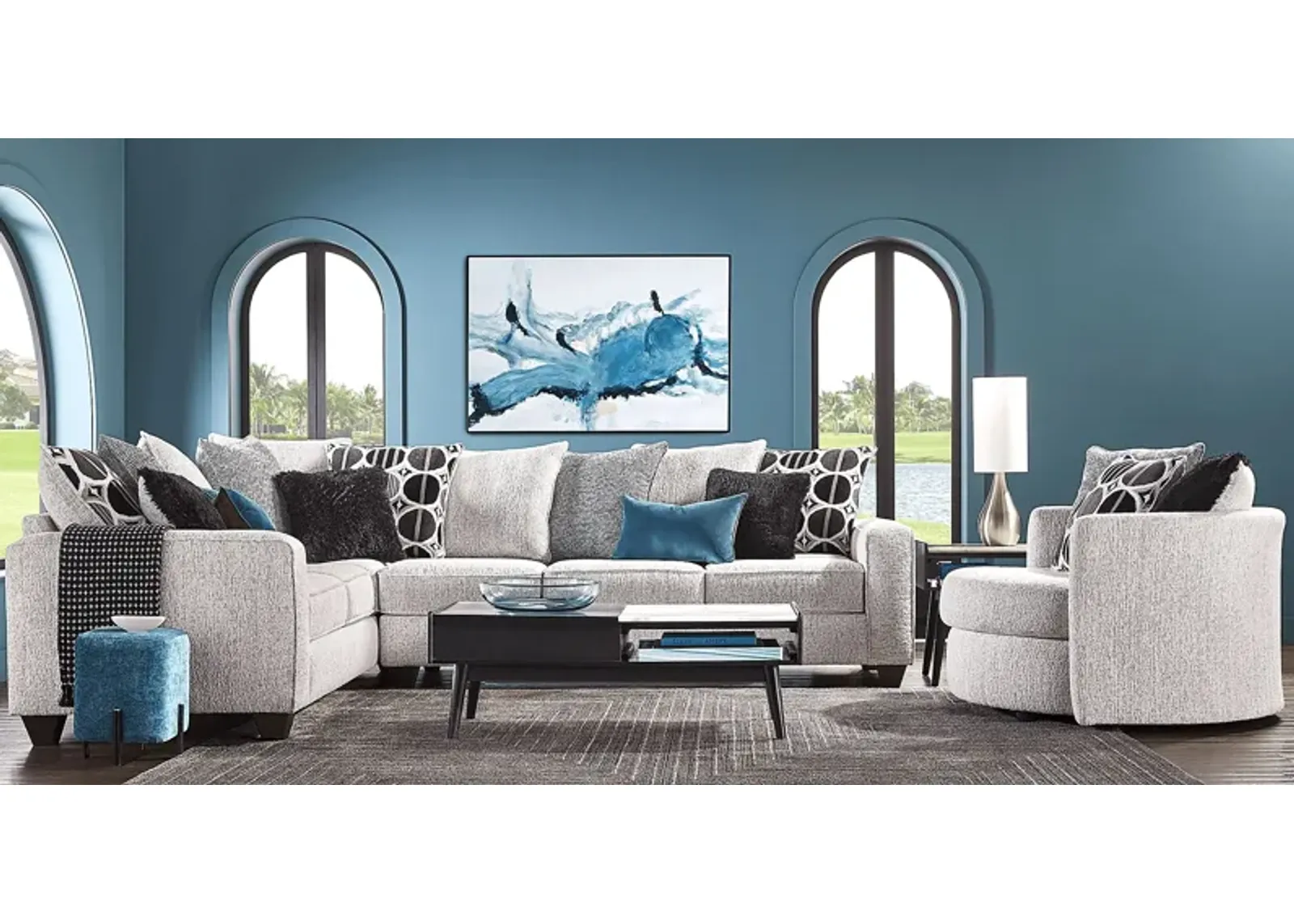 Benton Place Gray 6 Pc Sectional Living Room