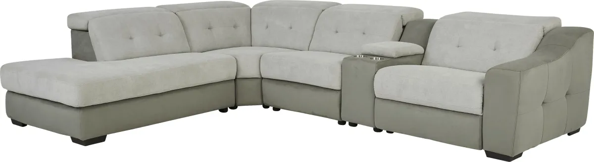 Grande Point Gray 5 Pc Power Reclining Sectional