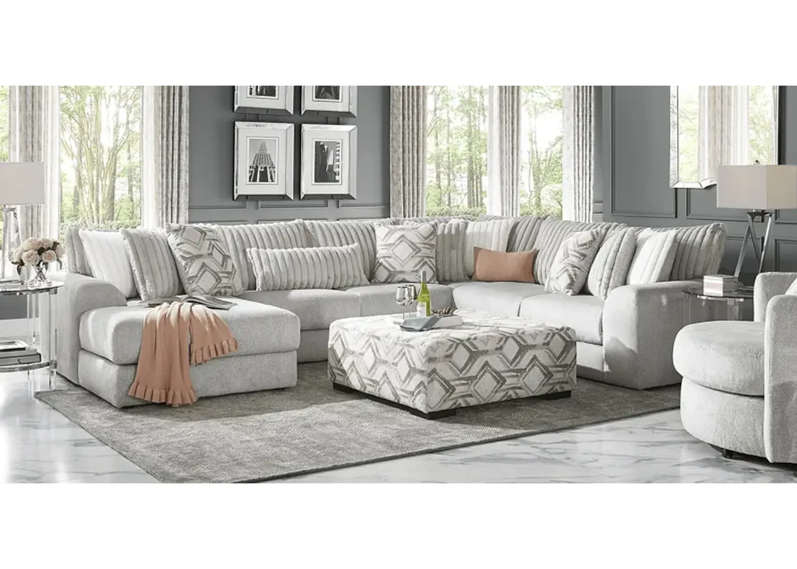 Moreau Street Gray 6 pc Sectional Living Room