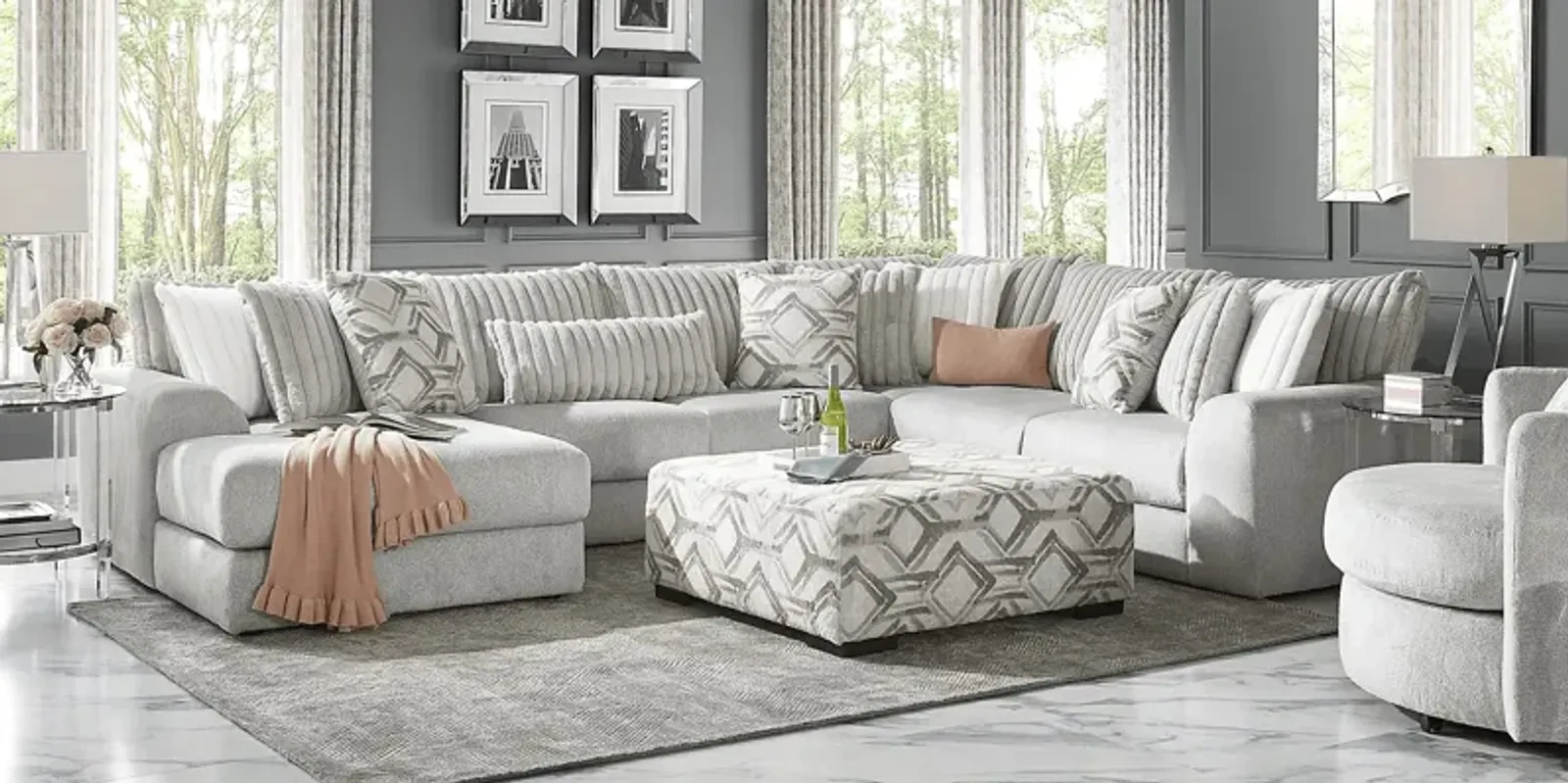 Moreau Street Gray 6 pc Sectional Living Room