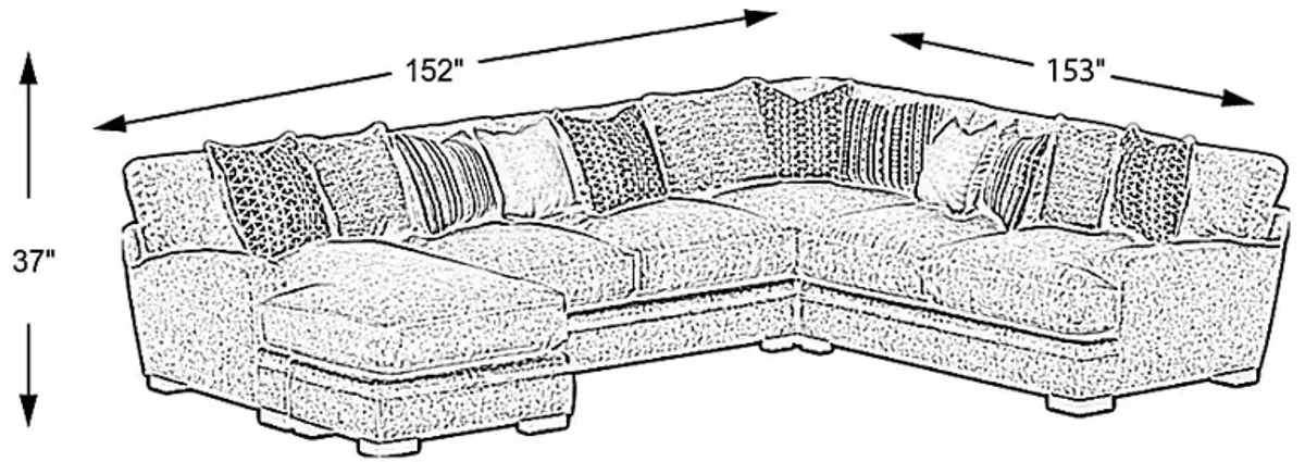 Palm Springs Silver 4 Pc Sectional