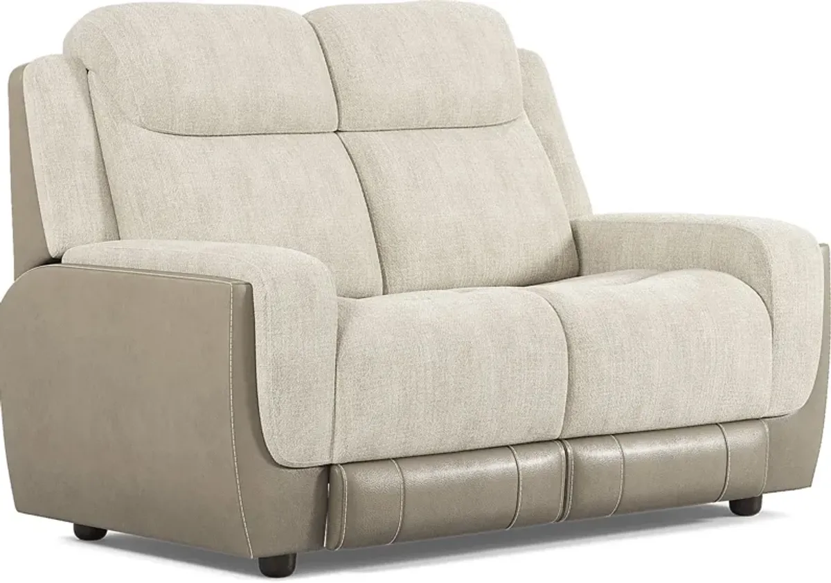 State Street Beige 7 Pc Living Room with Dual Power Reclining Sofa