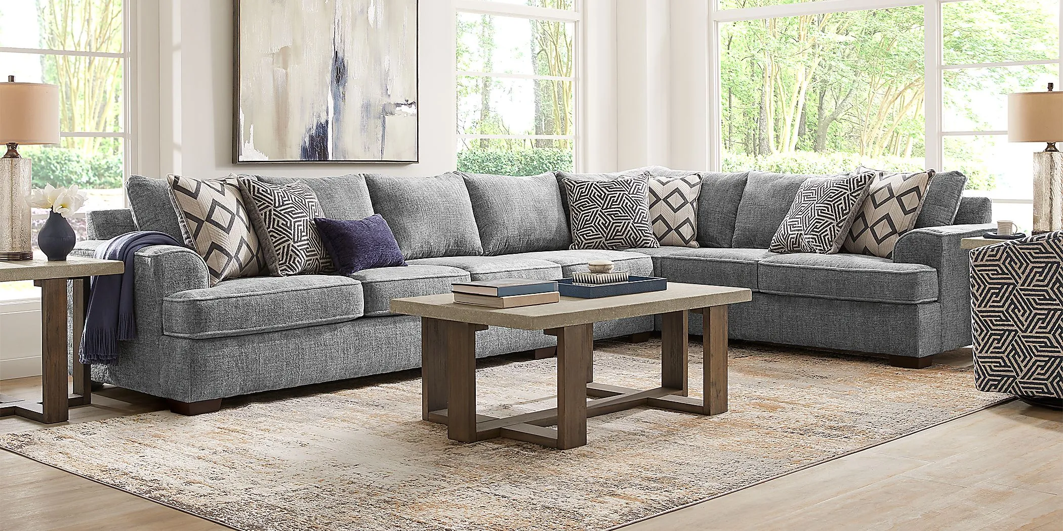 Landon Hills Gray 6 Pc Sectional Living Room