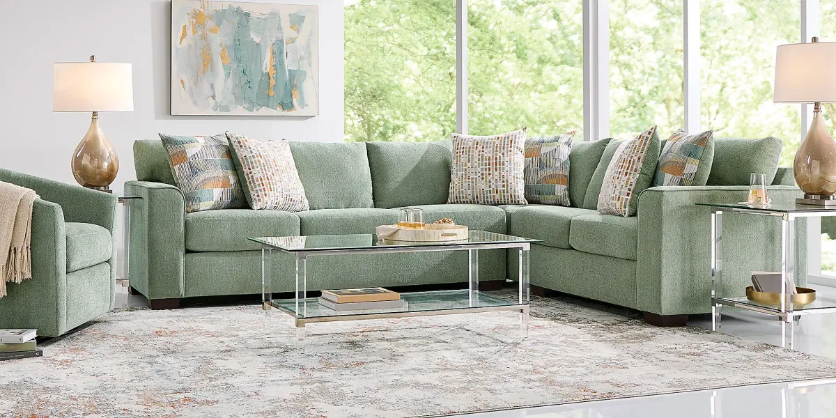 Delcrest Green 6 Pc Sectional Living Room
